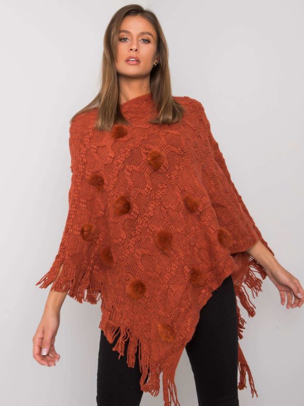 Brick poncho with Talisha pompoms