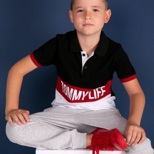 TOMMY LIFE Black and White Polo Shirt for Boy