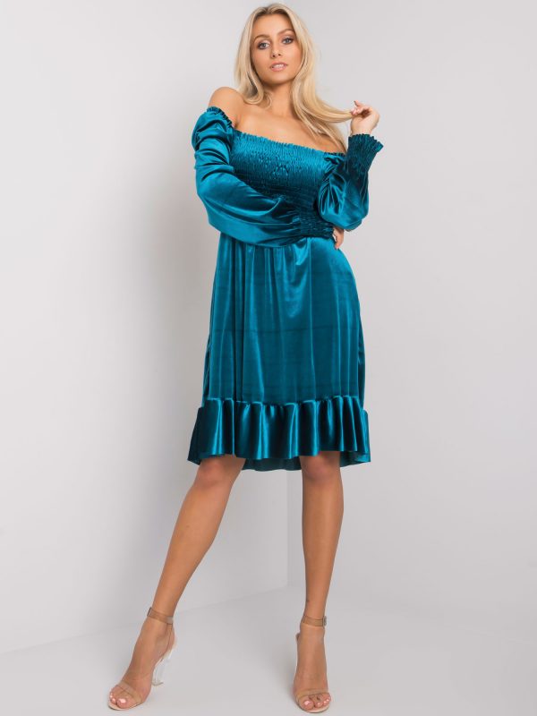 Sea velour dress with ruffle Arezzo