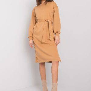 Camel sweatshirt dress with belt Longview RUE PARIS