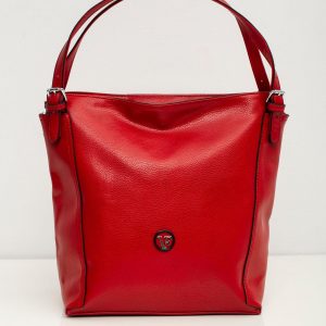 Elegant red eco leather bag with logo