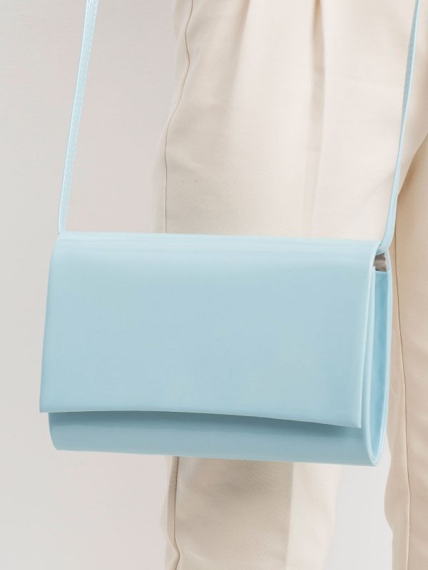 Light blue lacquered clutch bag