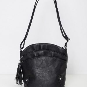 Black handbag with zippers