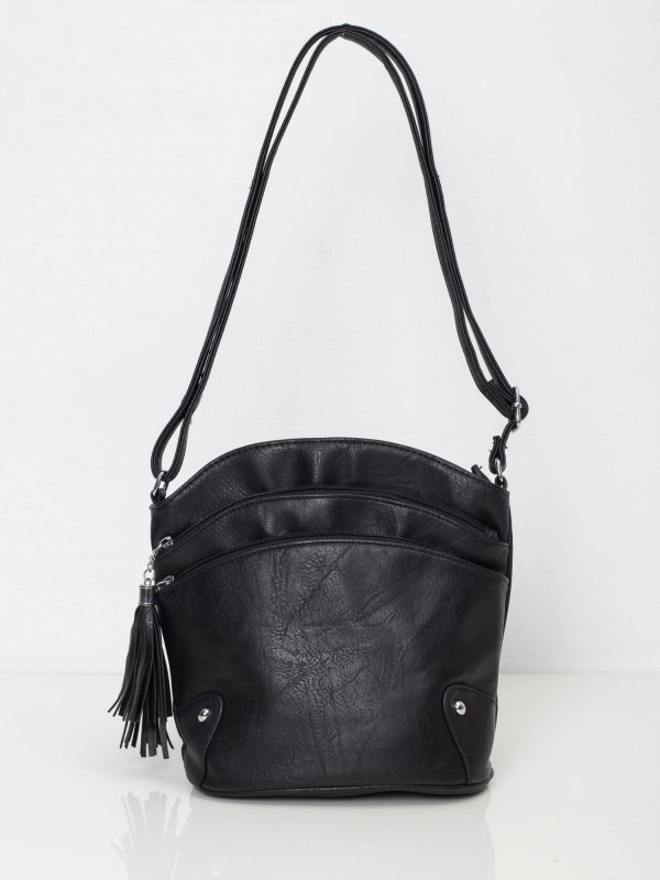 Black handbag with zippers