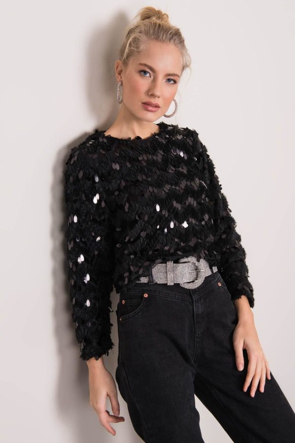 Black blouse with BSL applique