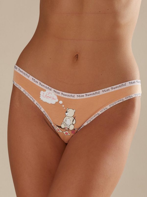 Apricot panties for women with print