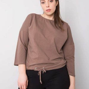 Coffee Plus Size Cotton Blouse Sandy