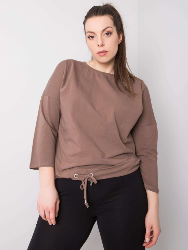 Coffee Plus Size Cotton Blouse Sandy