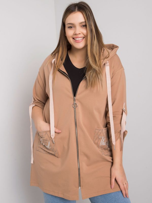 Camel plus size zipper sweatshirt Zurich