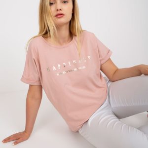 Dirty Pink Plus Size Cotton T-Shirt with Print