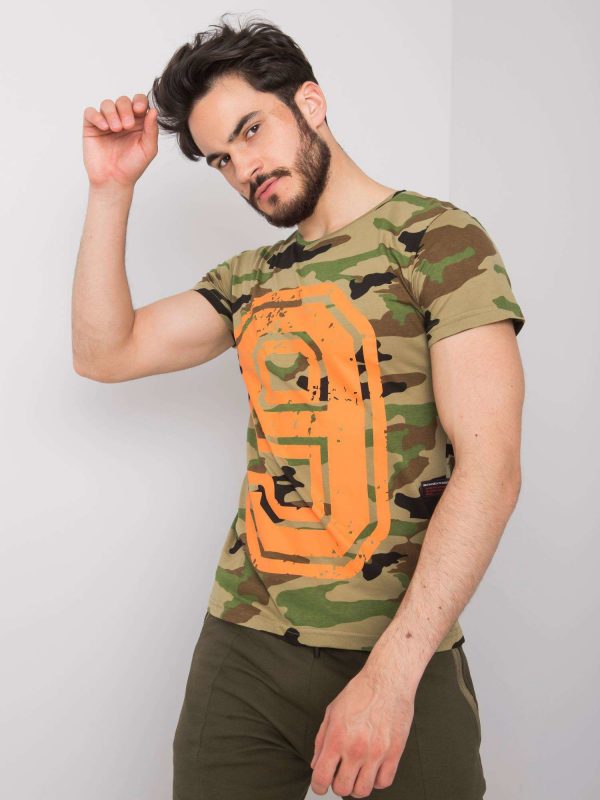 Khaki t-shirt for men with print Evan