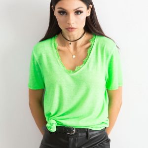 Fluo Green Short Sleeve Blouse