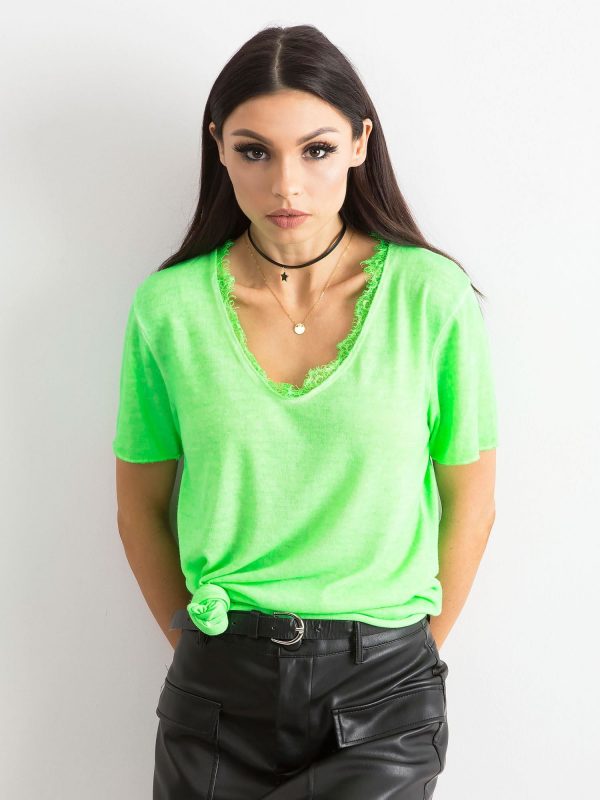 Fluo Green Short Sleeve Blouse