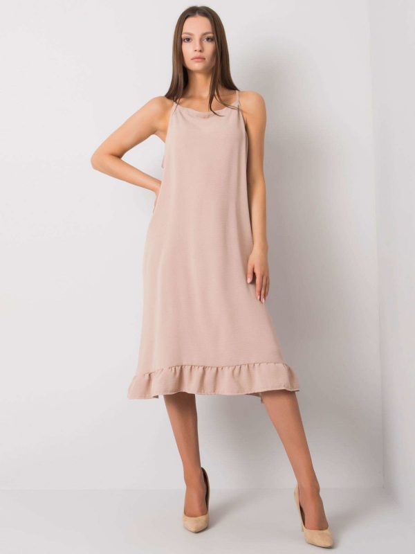 Beige dress with straps Simone