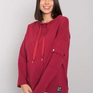 Burgundy plus size blouse with sleeve pocket Lunnar