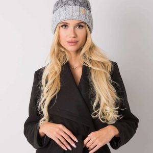 Grey winter hat with tassel Ally RUE PARIS