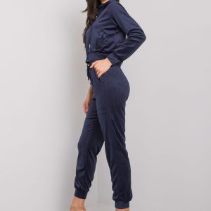 Navy blue two-piece set in Juneau velour