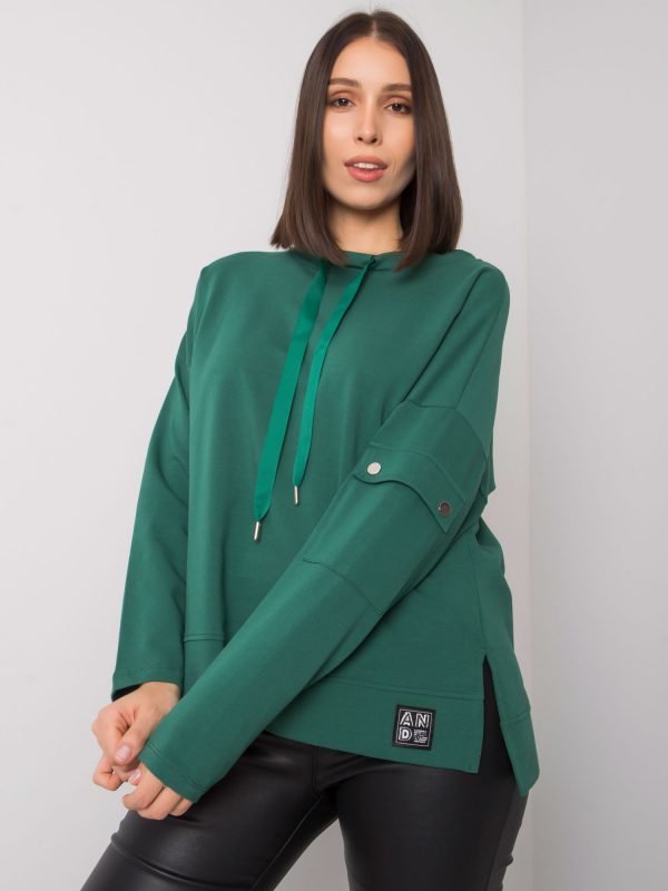 Dark green plus size blouse with sleeve pocket Lunnara