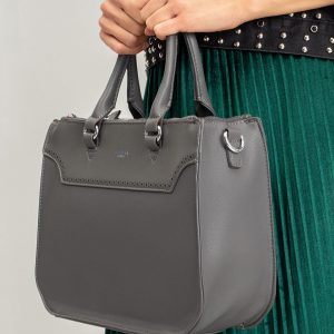 Grey women's bag made of eco leather