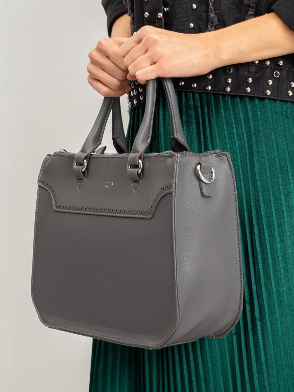 Grey women's bag made of eco leather