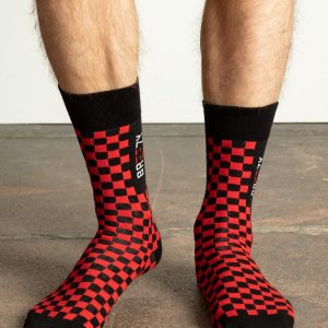 Red and Black Patterned Men's Socks