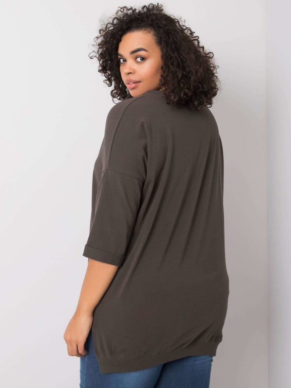 Dark khaki blouse with Raissa inscription