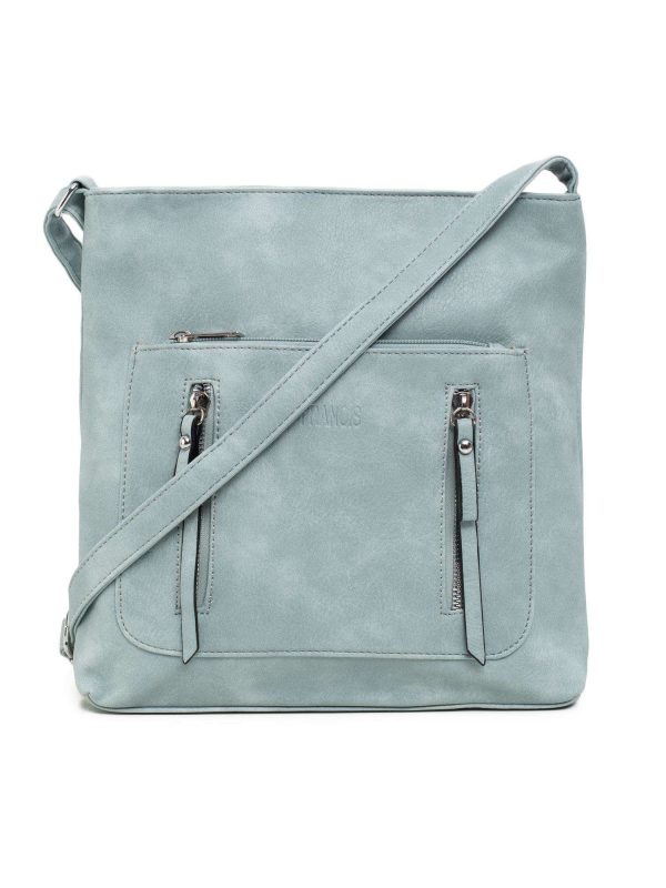 Light blue faux leather handbag