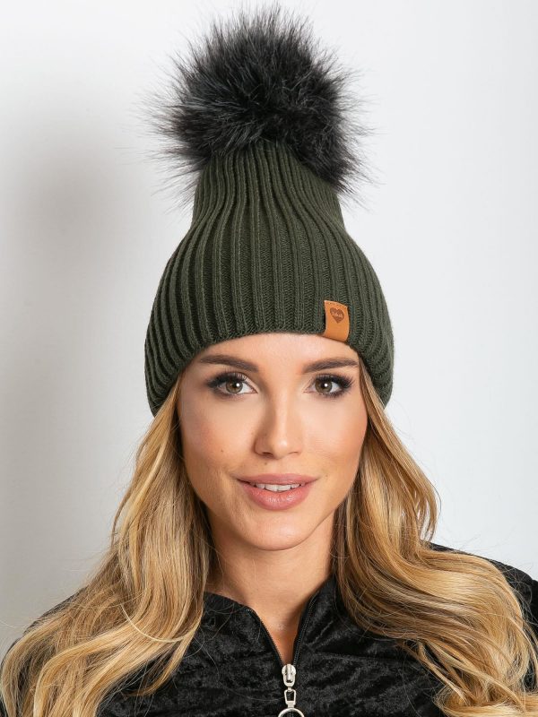 Khaki hat with wool