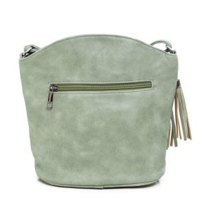 Light green purse with zippers