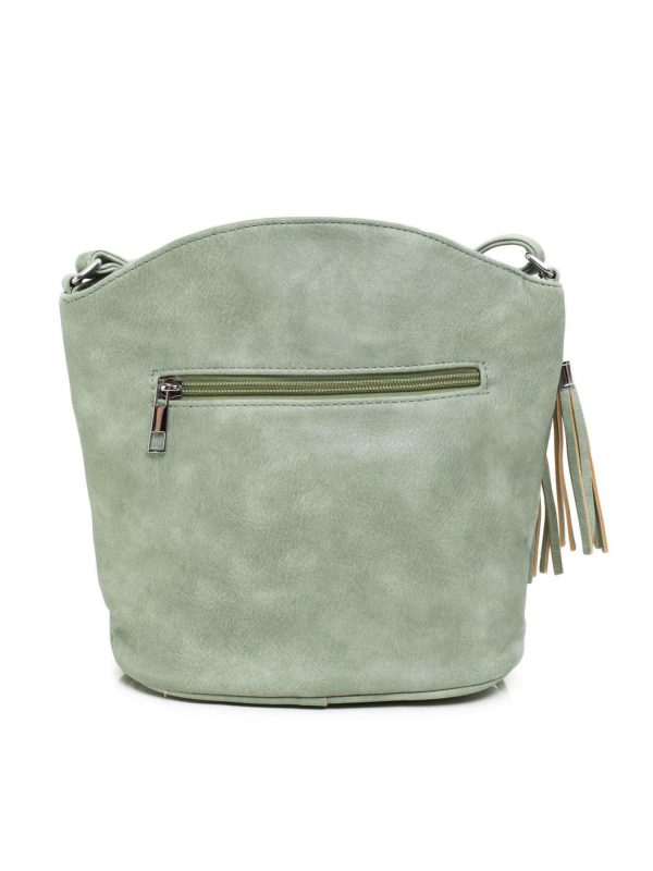 Light green purse with zippers