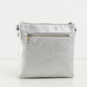 Silver Messenger bag with long strap