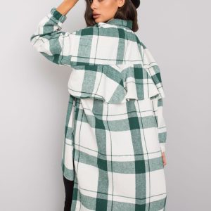 Amerie White and Green Plaid Long Shirt