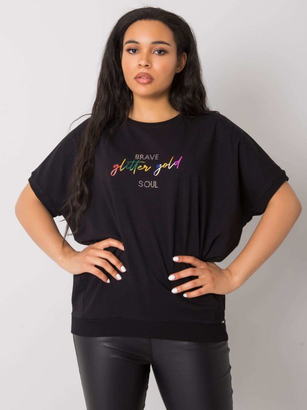 Black plus size blouse with Jewel inscription