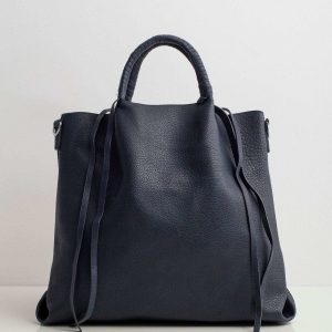 Navy blue large bag made of eco leather