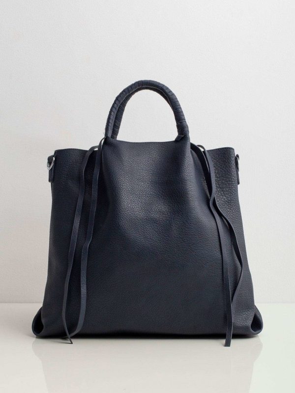 Navy blue large bag made of eco leather