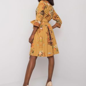 Xana mustard pleated dress