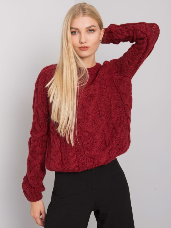 Burgundy sweater with braids Milford RUE PARIS