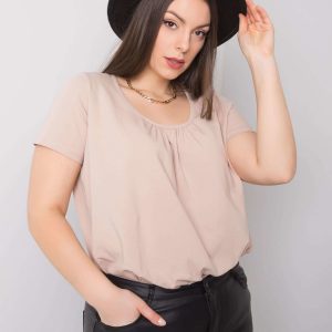 Celeste Cotton Plus Size Beige Blouse