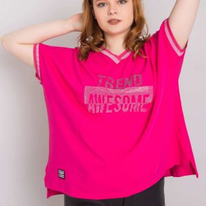 Fuchsia plus size blouse with Billi applique