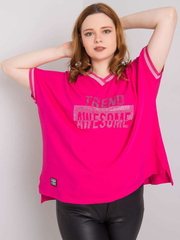 Fuchsia plus size blouse with Billi applique