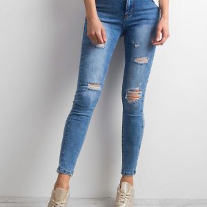 Women's jeans trashed blue