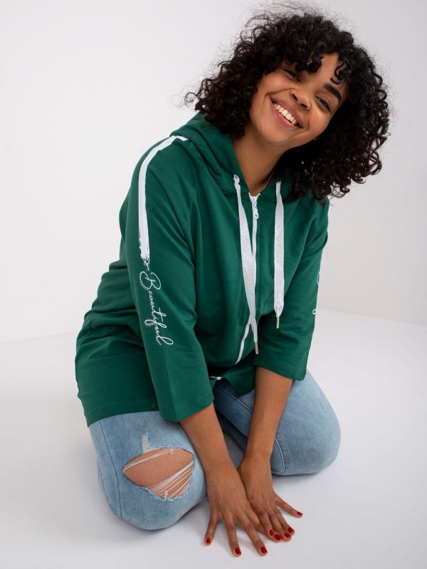 Dark Green Plus Size Sweatshirt with Miley Print