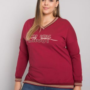 Burgundy plus size blouse with Lila applique