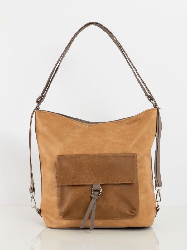 Beige camel bag with pocket