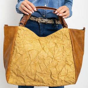 Mustard large bag made of eco leather