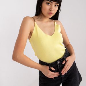 Yellow top with decorative straps