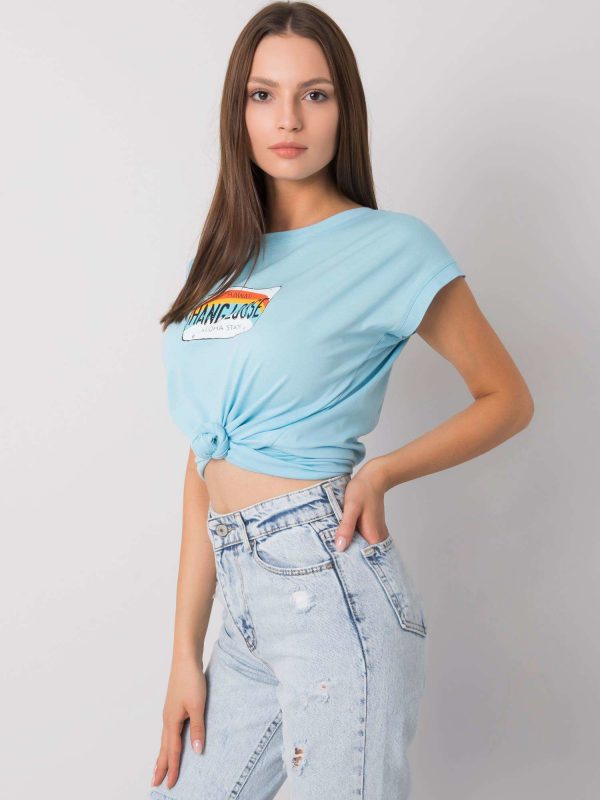 Light blue T-shirt with Aloha print