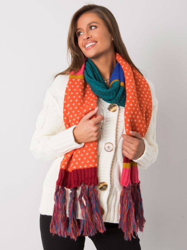 Orange scarf with fringes