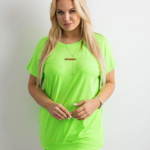 Fluo green tunic with neckline on the back