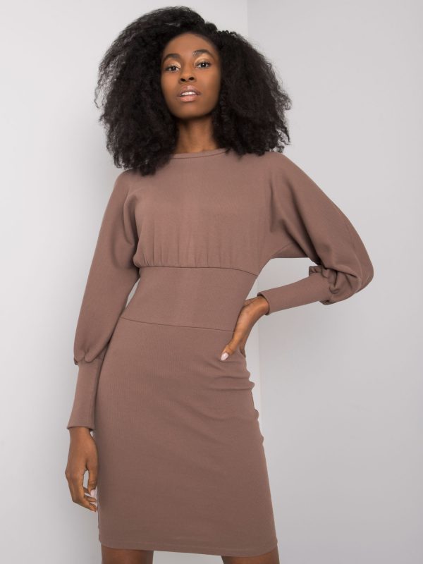 Brown ribbed dress Leticia RUE PARIS